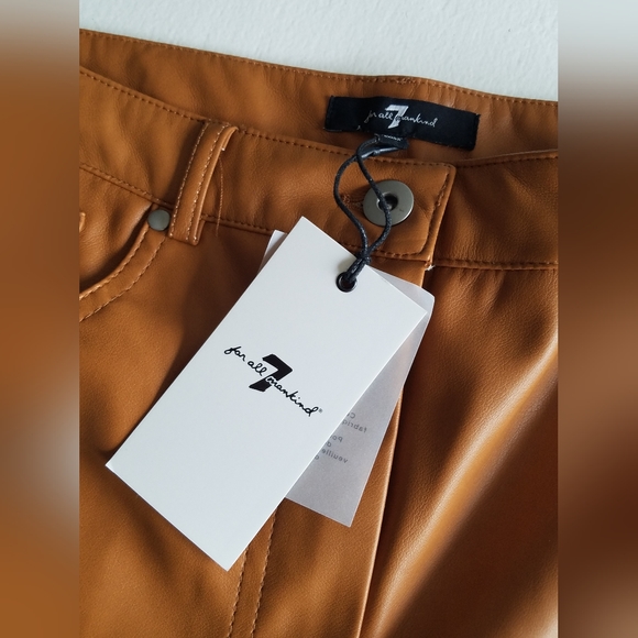 NWT 7 For All Mankind Women's Faux Leather Pants Size Medium Camel - Picture 13 of 16